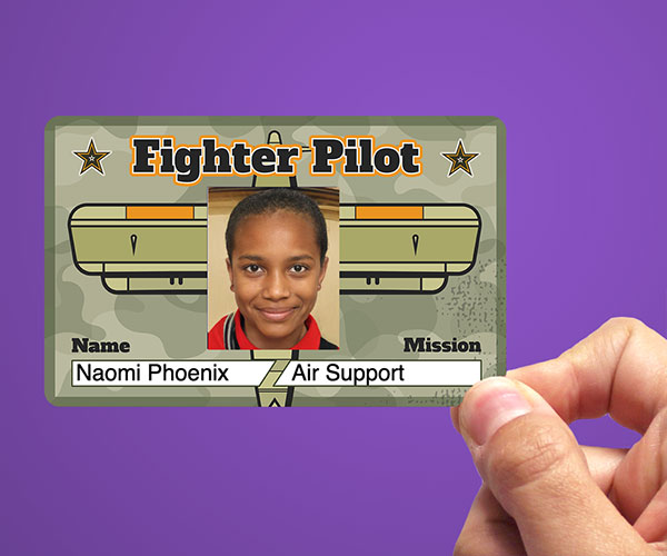 Muestra de tarjeta de identificación de licencia de piloto personalizada