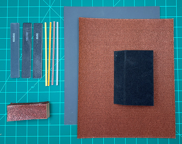 Sandpaper and sanding blocks