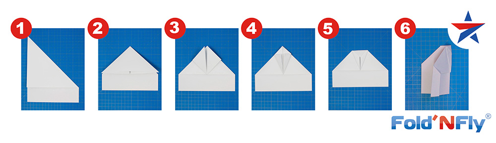 Step by step folding instructions for how to fold a glider paper airplane