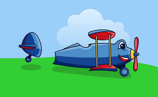 Airplane with tail and propeller