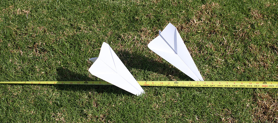 Measuring distances that paper airplains flew