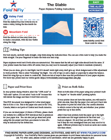 Sample Paper Airplane Printable Instructions