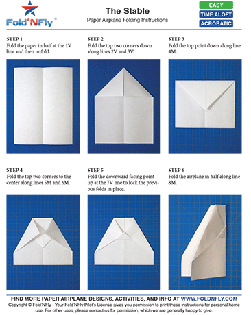 Ejemplo de instrucciones imprimibles para aviones de papel